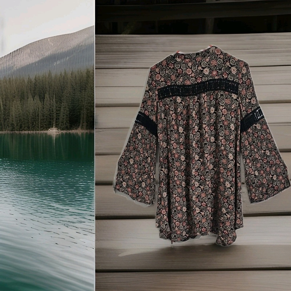 Knox Rose Swing Dress Womens M Lagenlook Bohemian‎ Cottagecore Floral Crotchet - Picture 11 of 11